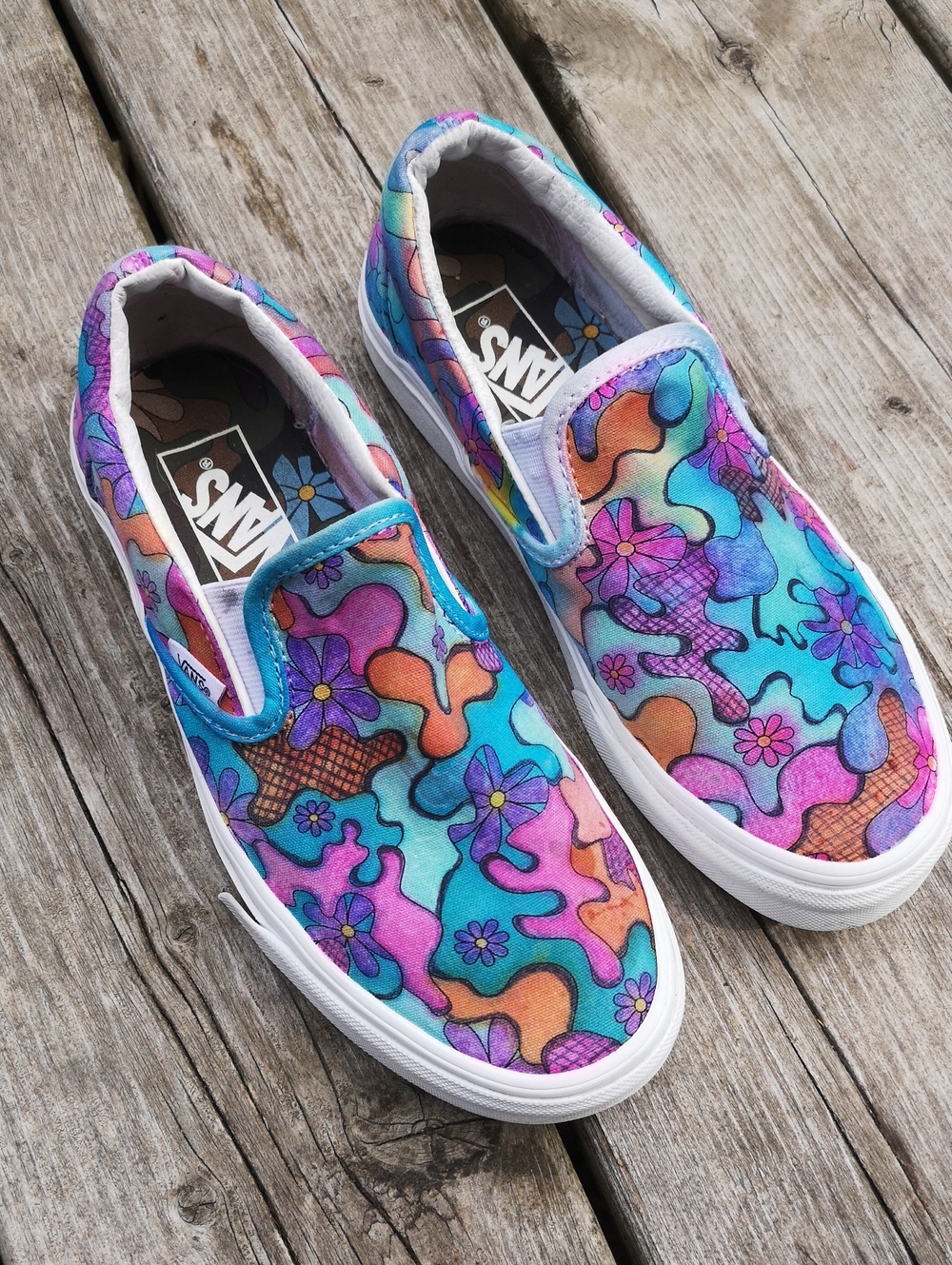 Vans colourful flower-pattern slip-ons